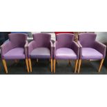 From a hotel clearance: Four lobby chairs in purple.