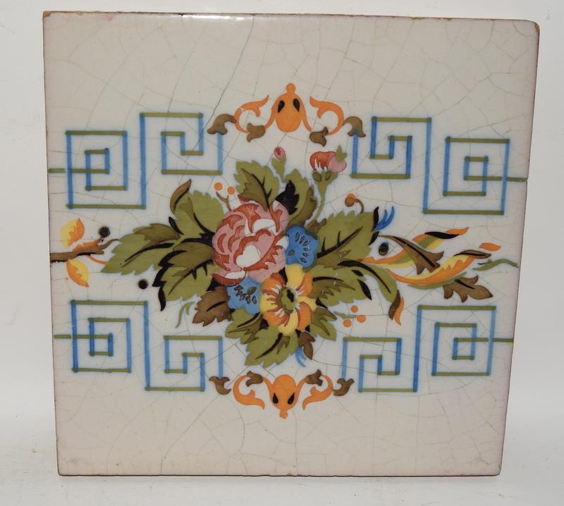 Large early Spanish tile 8" x 8" from the Onda region together with one other from Sevilla 8" x 8" - Image 6 of 24