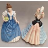 Two Royal Doulton lady figurines H.N. 2952 Susan and H.N. 3601 Helen.