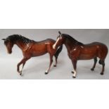 Beswick Stallion horse together with another by Royal Doulton.