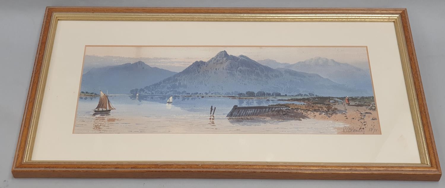 E.A. Penley: A pair of signed and framed 19th century watercolours of lake scenes dated 1871. Each - Image 3 of 7