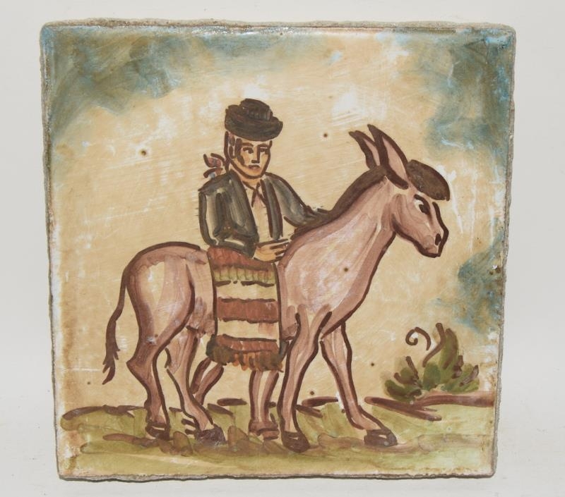 Large early Spanish tile 8" x 8" from the Onda region together with one other from Sevilla 8" x 8" - Image 8 of 24