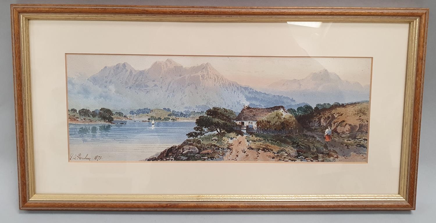 E.A. Penley: A pair of signed and framed 19th century watercolours of lake scenes dated 1871. Each - Image 2 of 7