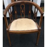 Edwardian mahogany inlaid saloon chair 70x55x50cm