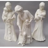 Three Royal Worcester white figurines.