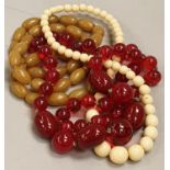 Collection of various beads to include ivory and cherry amber.