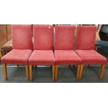 From a hotel clearance: Four dining chairs in red.