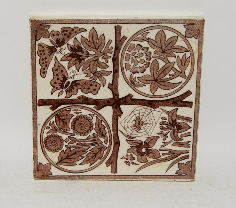 Minton China Works large framed tile / trivet 9.7" x 9.7" c1868-1900, together with large Minton - Image 7 of 8