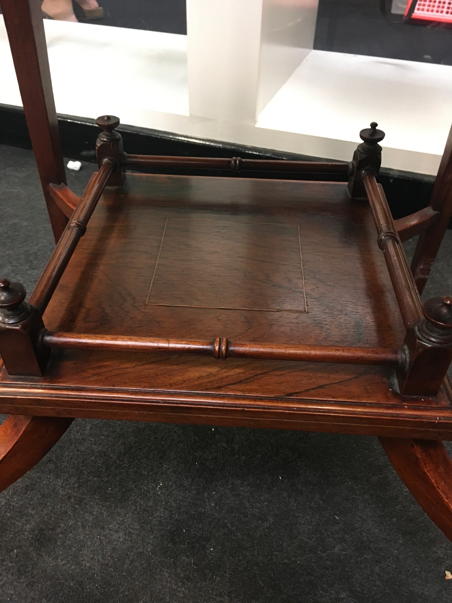 Edwardian inlaid rosewood envelope card table. The top decorated with urns and scrolled flowers, - Image 6 of 7