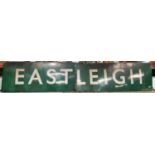 Original enamel railway station sign in two parts ?Eastleigh? 360x70cm