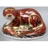 Royal Crown Derby Otter with gold stopper.