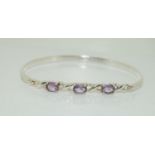 Amethyst 925 silver kiss bangle.