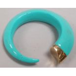 Turquoise slave bangle with silver end.