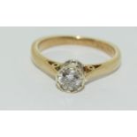 Diamond solitaire 0.33 points 18ct gold ring, Size J.