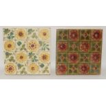 Transfer printed tiles with floral decoration together with one other 5.8" x 5.8" (2)
