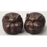 Pair of Oriental china pig rattles.