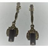 Antique Art Deco Black Onyx silver marcasite earrings.