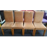 From a hotel clearance: Four dining chairs un light brown.