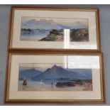 E.A. Penley: A pair of signed and framed 19th century watercolours of lake scenes dated 1871. Each