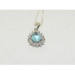 Blue Topaz teardrop 925 silver pendant.