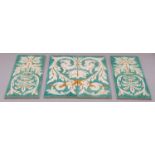 Minton Hollins panel of 4 relief & intaglio moulded tiles with neo-classical motif, used in