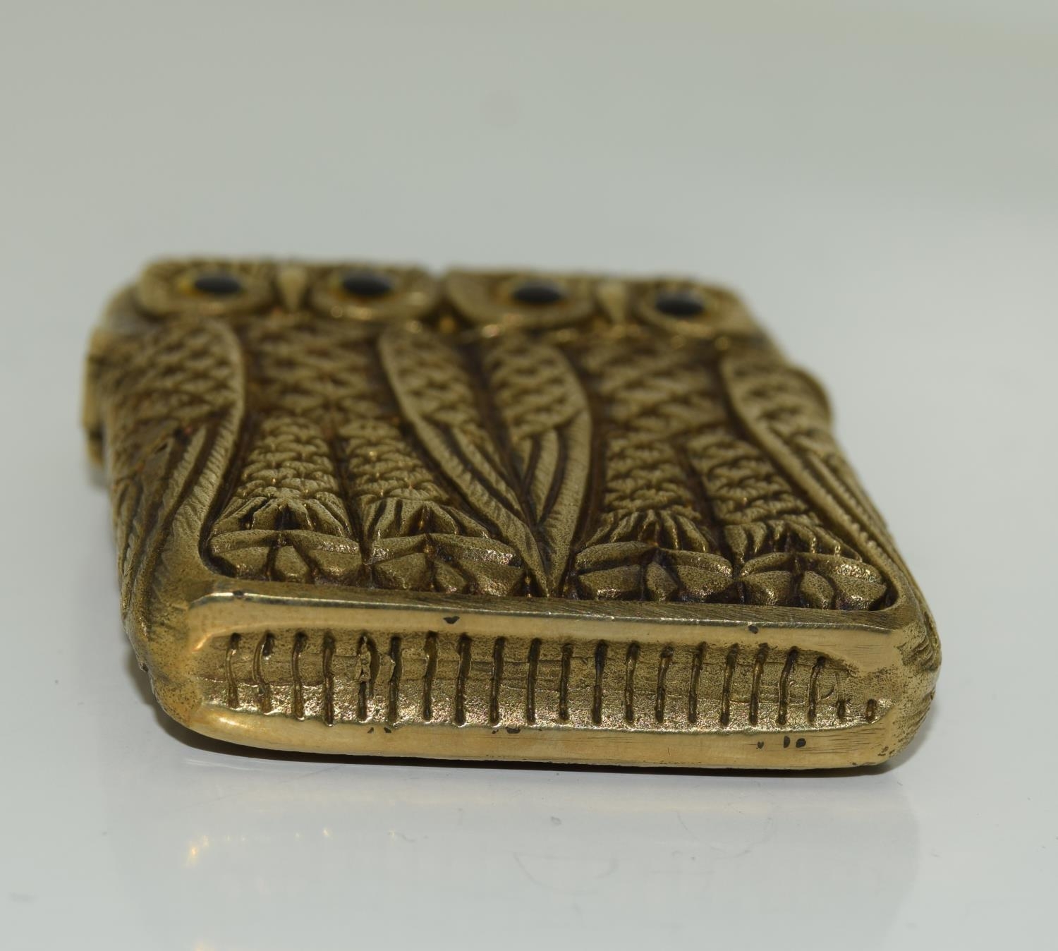 A brass cased double owl vesta case. - Image 4 of 4