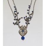 Vintage silver and Lapis Lazuli drop necklace.