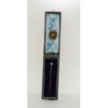 Antique Victorian boxed 0.25ct Diamond and gold stick pin.