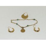 Mix gold and other items to include a bracelet set with pearls and jade