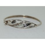 Arts and Crafts designed 925 silver bangle.