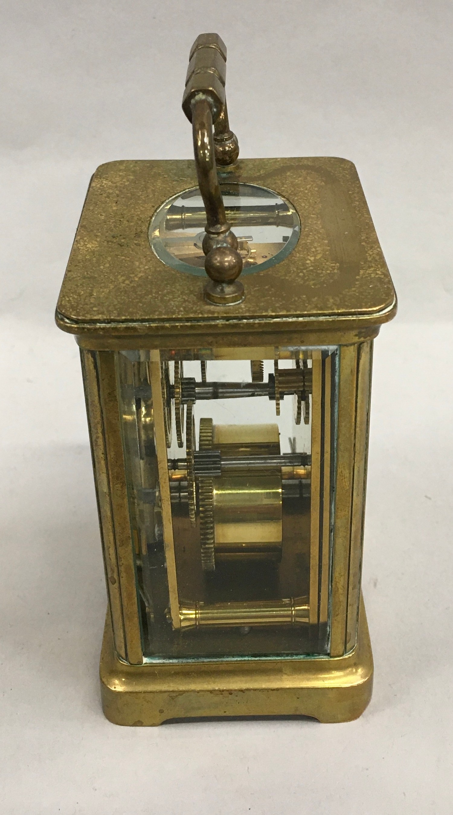 Brass cased carriage clock with key marked M.M.C France working - Image 2 of 6