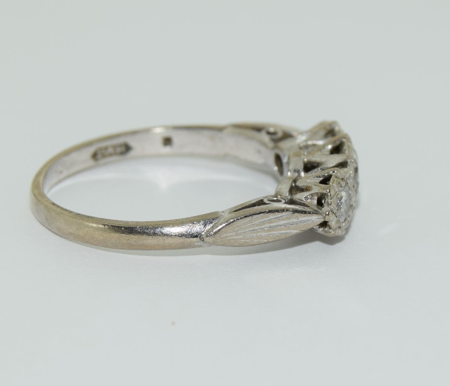 18ct white gold ladies three stone diamond ring, 80 points approx. - Image 2 of 6