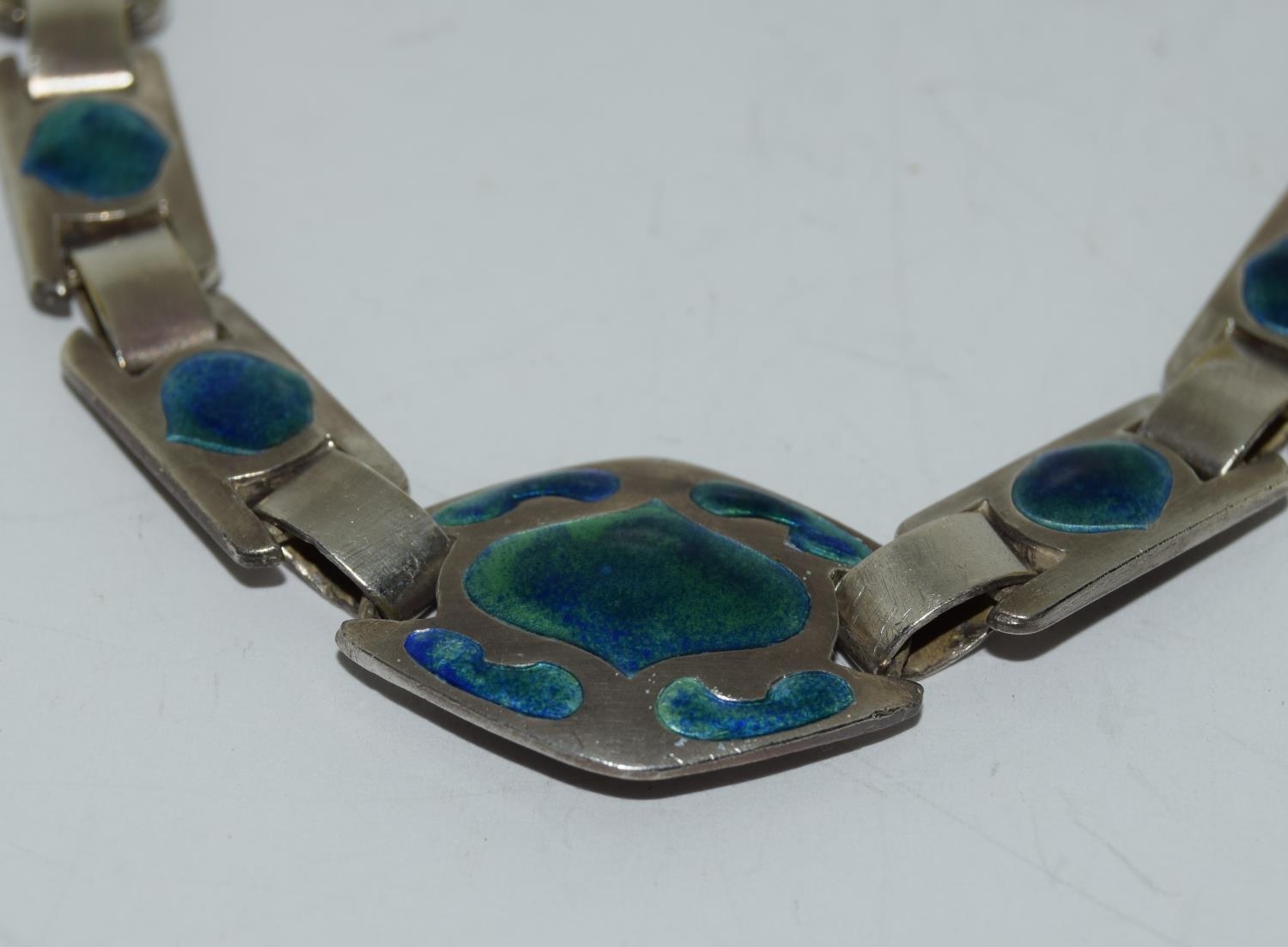 Murrle Bennett & Co Arts and Crafts silver enamel bracelet, marked 950 and MB & Co (rubbed), cased. - Image 2 of 5