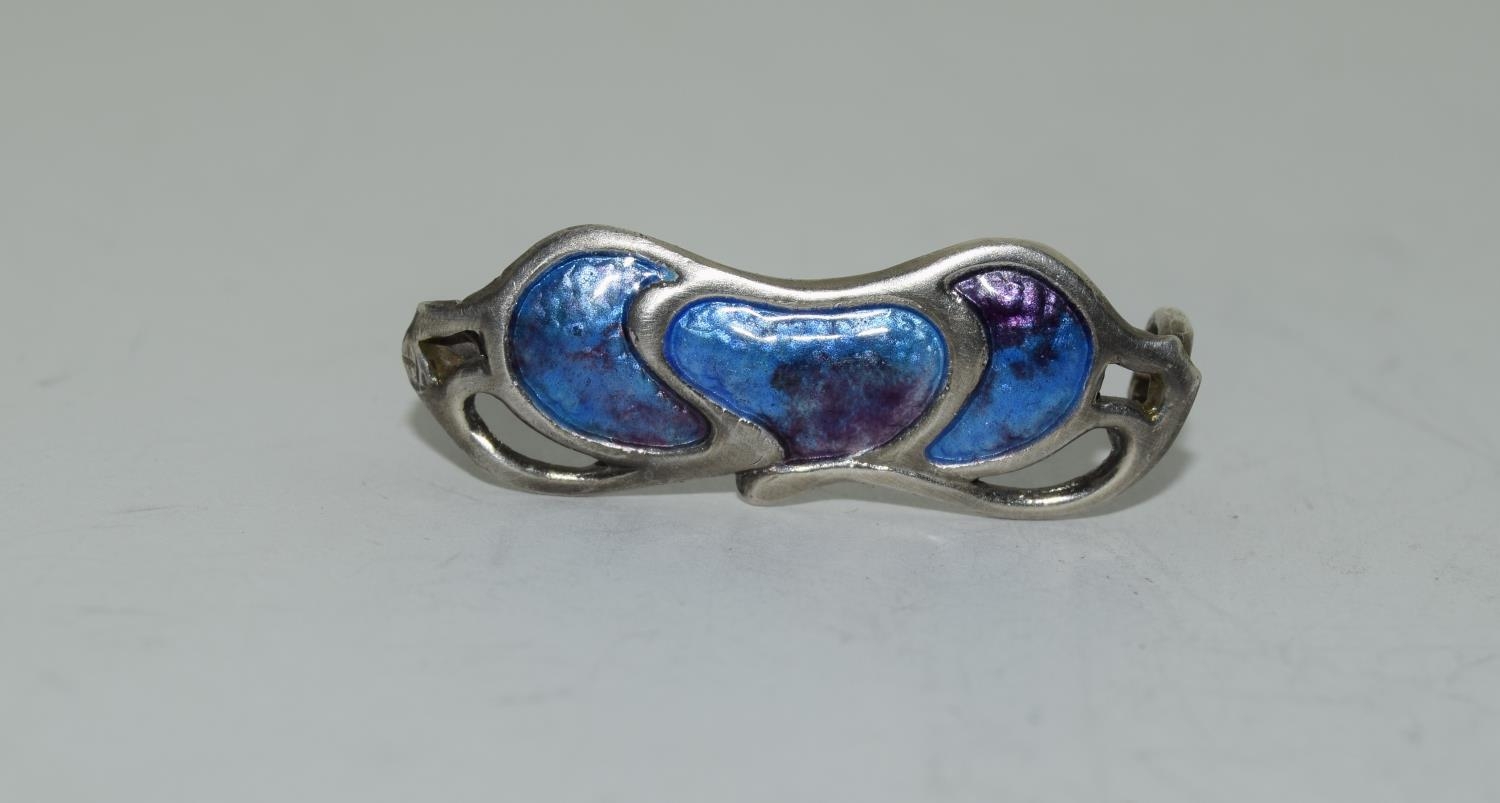 Charles Horner Art Nouveau silver and enamel brooch, Chester 1911 - Image 4 of 4