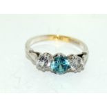 9ct gold ladies blue and white zircon ring size P