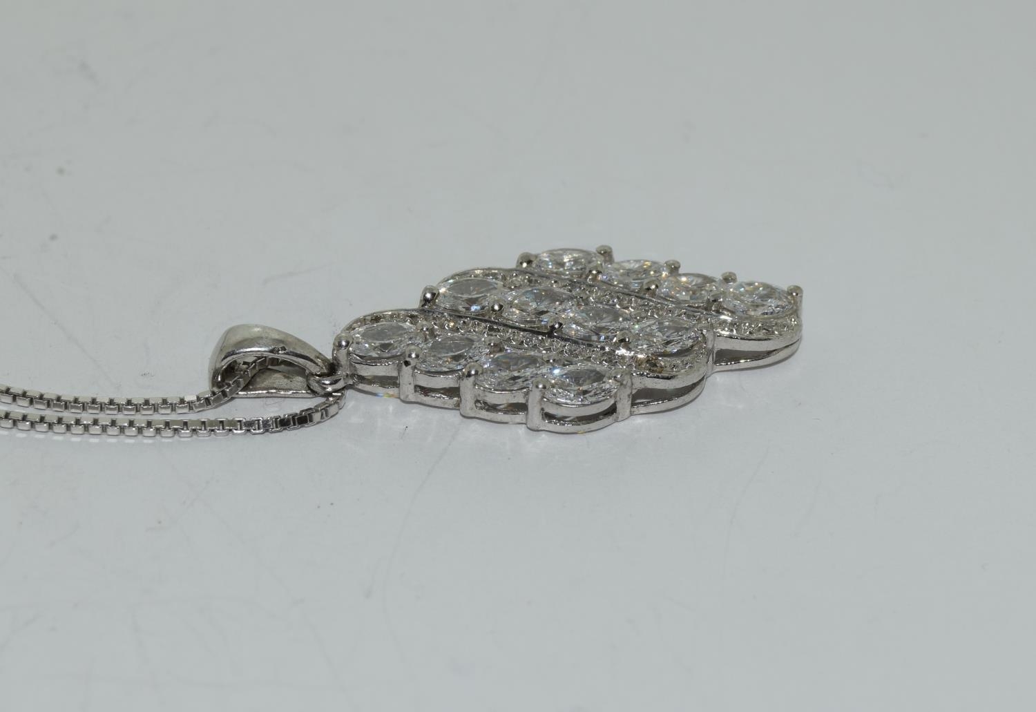 Glittering CZ 925 silver pendant. - Image 2 of 3