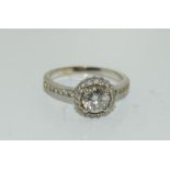 9ct gold ladies masonite diamond solitare ring approx 1ct size N