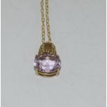 Quality Amethyst gold on silver pendant.
