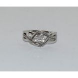 Diamond silver fully hallmarked ring size O