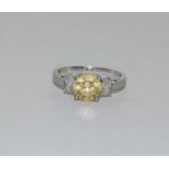 Yellow C/Z 925 silver ring, Size R