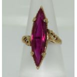 9ct gold pink tourmaline diamond shape ring size M