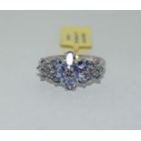 New Tanzanite 925 silver cluster ring, Size O.