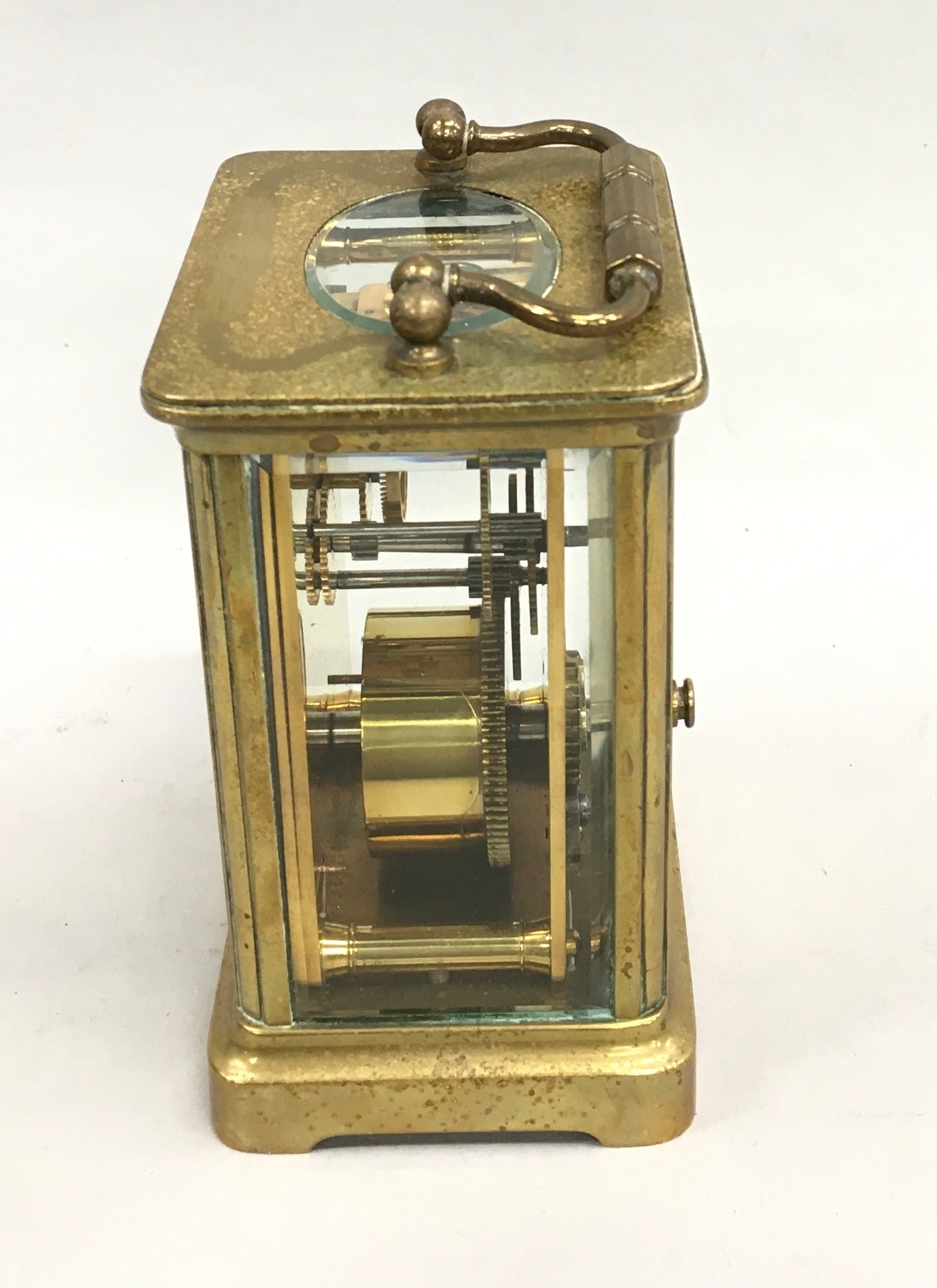 Brass cased carriage clock with key marked M.M.C France working - Image 5 of 6