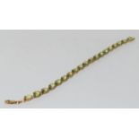 9ct gold full set ladies Peridot bracelet 19cm long 6.5gm