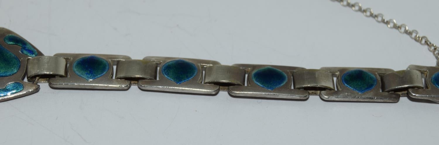 Murrle Bennett & Co Arts and Crafts silver enamel bracelet, marked 950 and MB & Co (rubbed), cased. - Image 3 of 5