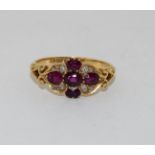 18ct gold ladies antique diamond and ruby ring size Q