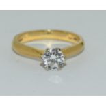 An 18ct white gold ladies diamond solitaire ring 0.75ct Approx., Size M.