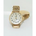 Ladies gold Omega watch on a 9ct gold mesh strap 27.5gm total weight