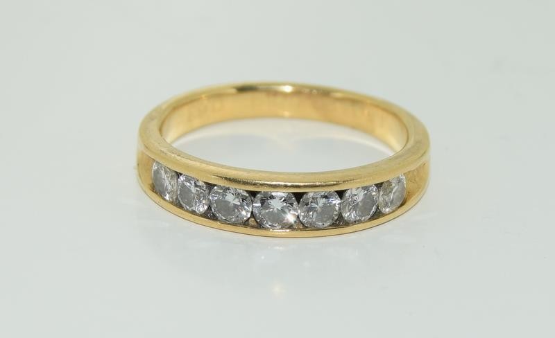 18ct gold ladies 7 stone diamond half eternity ring size L - Image 6 of 6