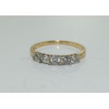 9ct gold ladies 5 stone diamond ring h/m 1ct size P